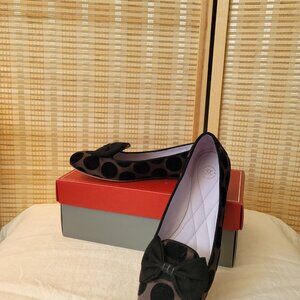 JOHNSON AND MURPHY Black Satin Smoking Ballet Flats